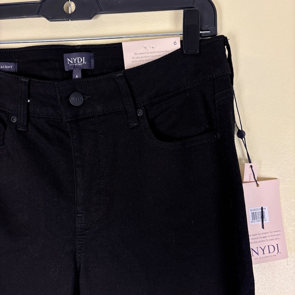 NWT NYDJ Marilyn Straight Leg Jeans Black Women Size 6 Casual Office High Rise - Picture 9 of 16